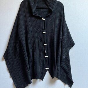 NWT Blue Sky organic bamboo cotton cable knit shawl sweater cape